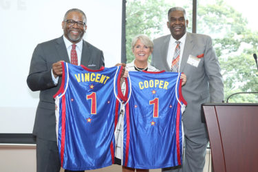 Sigma Pi Phi Fraternity’s Grand Sire Archon Gregory Vincent and Springfield College’s President Mary-Beth Cooper