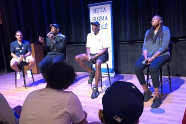 Julio Manteigna, Hof Dikembe Mutombo (class of 2015), HoF Spencer Haywood (class of 2015) and HoF Yolanda Griffith (class of 2021)